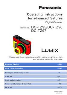 Panasonic Lumix TZ96 manual. Camera Instructions.